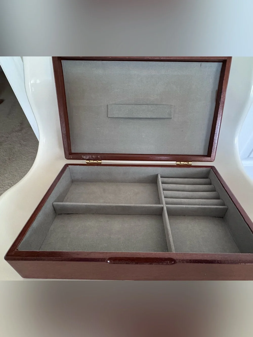 Vintage Wood Jewelry Box Keepsake Trinket Box Valet Organizer Rustic Luxe Decor